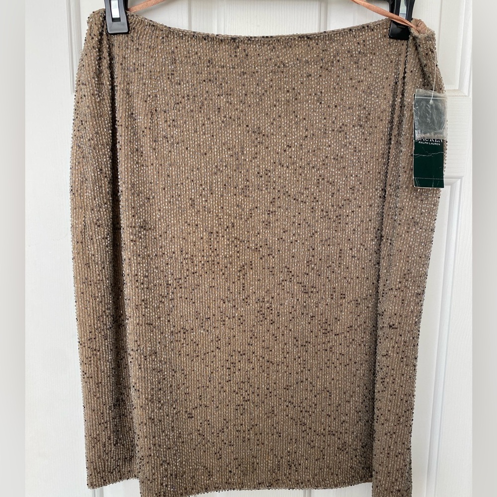 NWT-Ralph Lauren Textured Tan Pencil Skirt